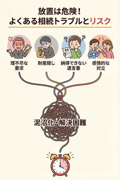 相続トラブルのイラスト