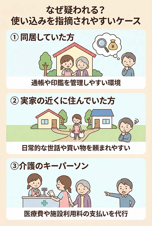 使い込みを疑われるケースのイラスト