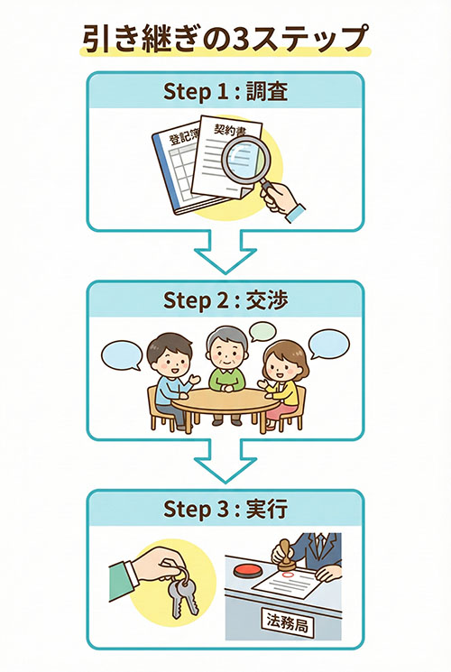 手順と交渉ポイントのイラスト